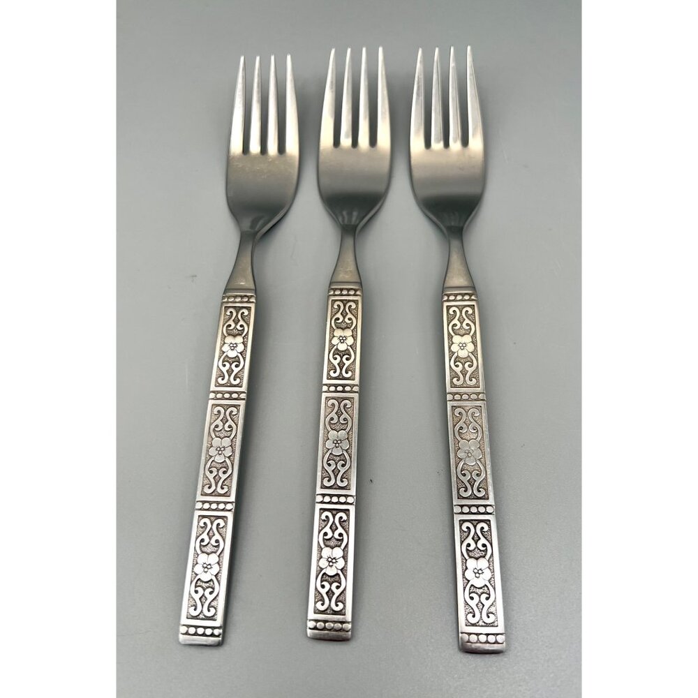 Set Of 3 Oneida Community Isabella Dinner Forks Stainless Steel 7 3/8"L